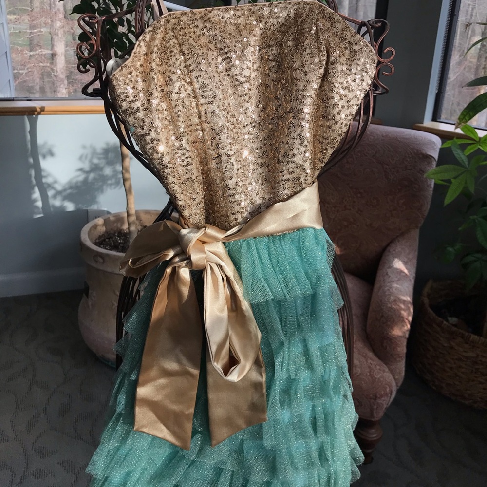 Turquoise and Gold Dress | Un Deux Trois